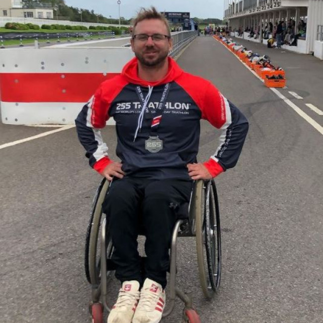 Para-triathlete, Chris Feeley, takes on a multi-triathlon challenge.